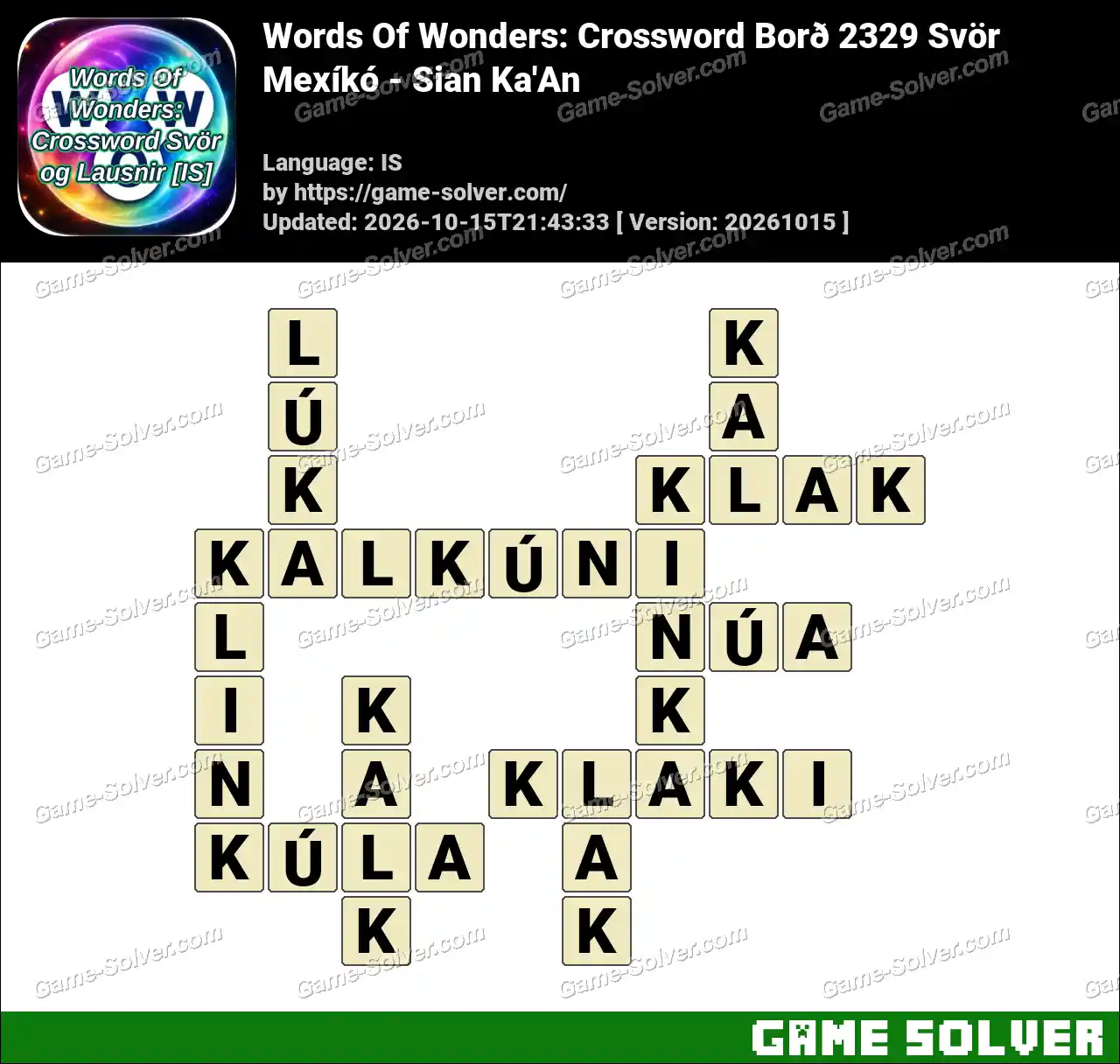 Words Of Wonders: Crossword Borð 2329 Svör – Mexíkó – Sian Ka’An